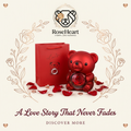 RoseHeart Teddy Bear Rose Jewelry Box with a free Heart necklace